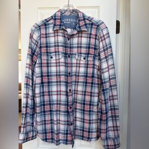 Gap 1969 Plaid Button-Up Shirt - Red, Blue, White